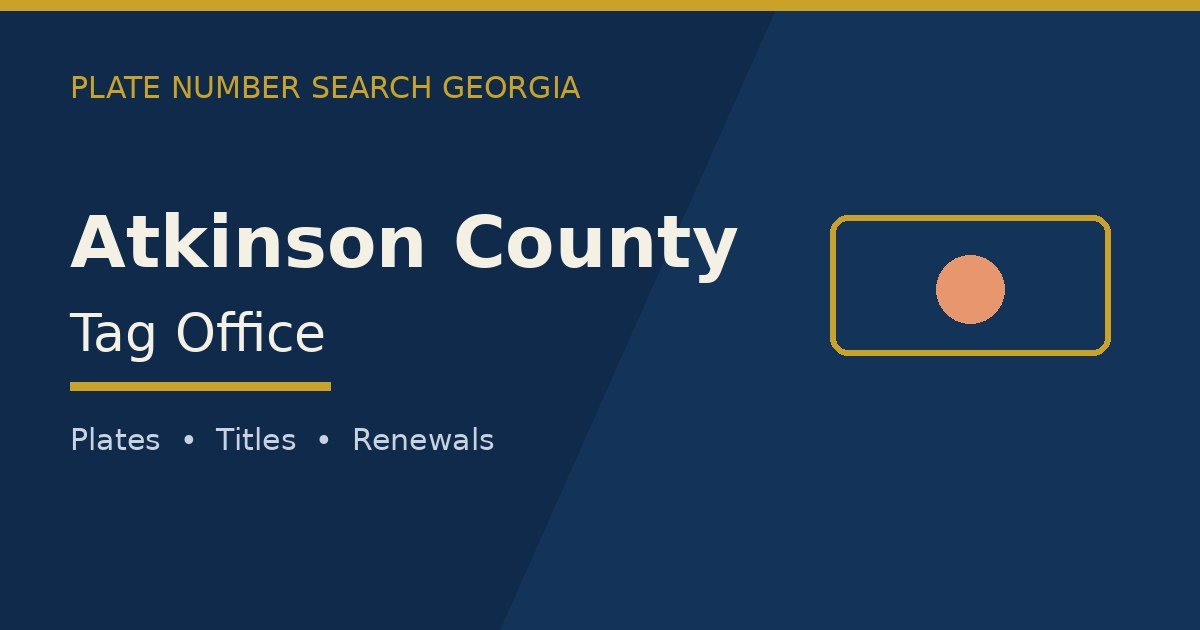 Atkinson County tag office branded image with county name and Georgia plate motif