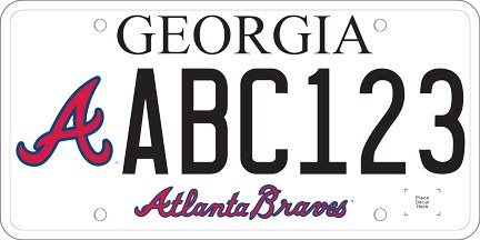 Georgia Atlanta Braves Foundation license plate design