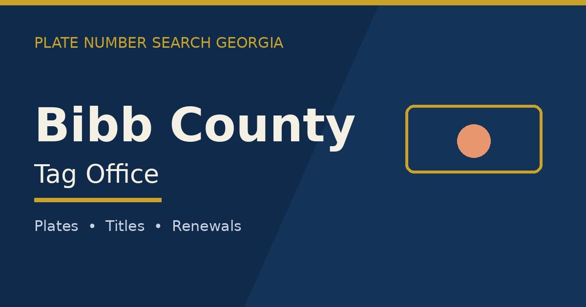 Bibb County tag office branded image with county name and Georgia plate motif