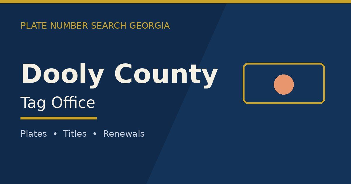 Dooly County tag office branded image with county name and Georgia plate motif