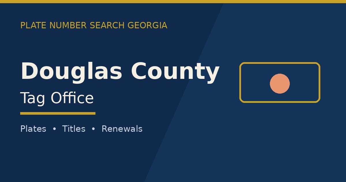 Douglas County tag office branded image with county name and Georgia plate motif