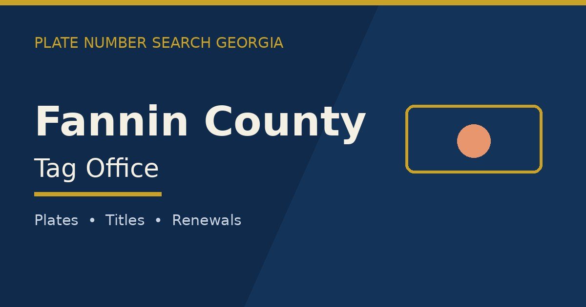 Fannin County tag office branded image with county name and Georgia plate motif