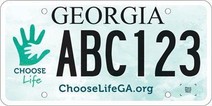 Georgia Choose Life license plate design