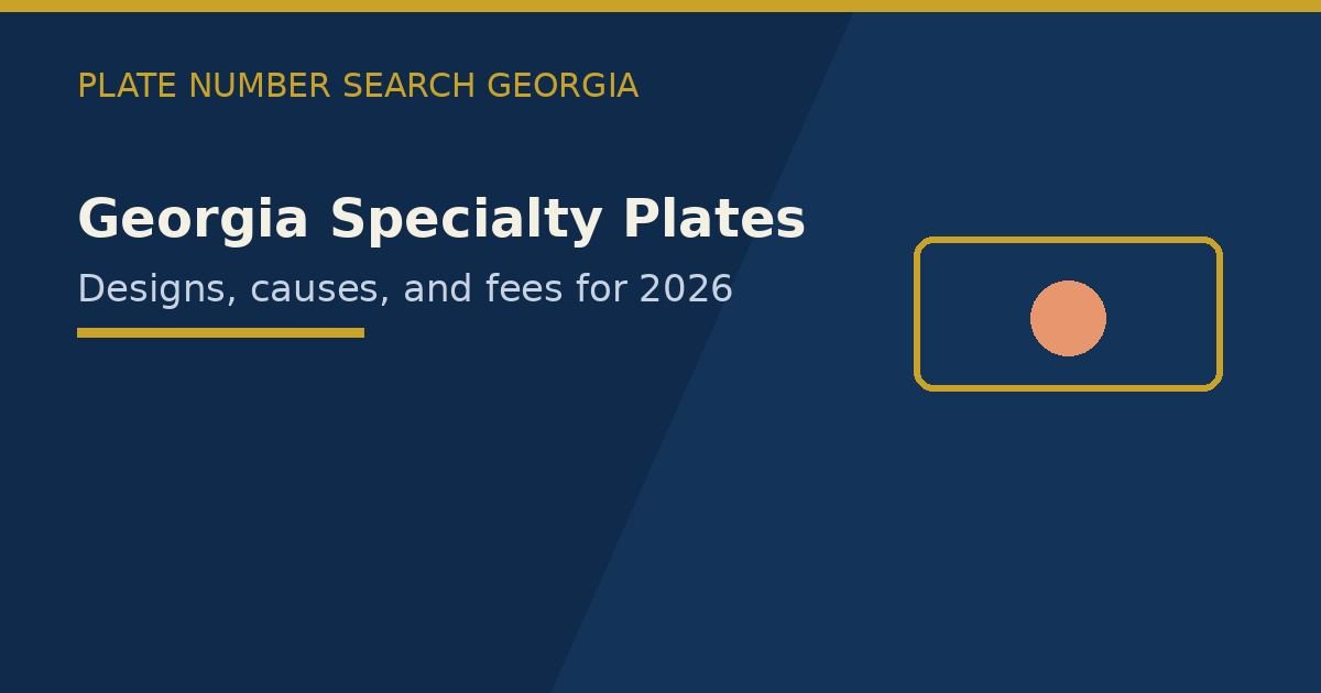 Georgia specialty plates feature image showing college, military, wildlife, and sports plate designs