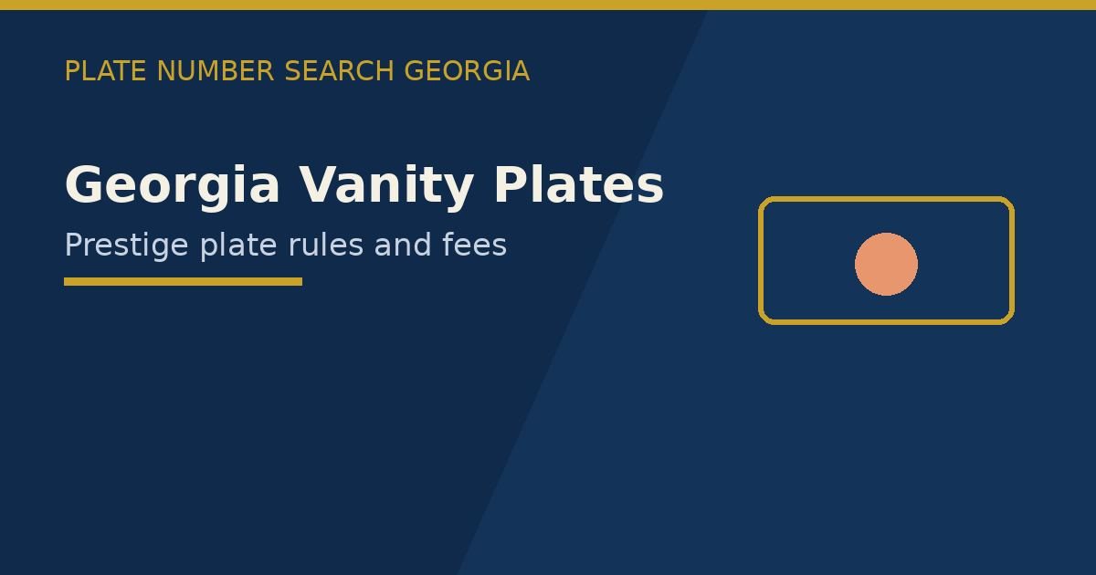 Georgia vanity plates feature image showing prestige plate character rules, fees, and application steps