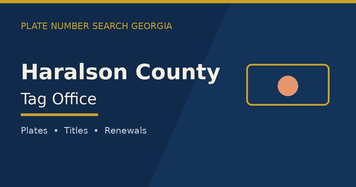Haralson County tag office branded image with county name and Georgia plate motif