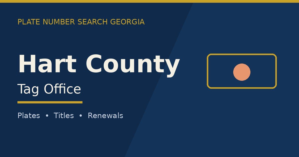 Hart County tag office branded image with county name and Georgia plate motif