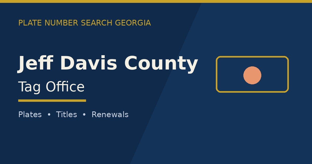 Jeff Davis County tag office branded image with county name and Georgia plate motif
