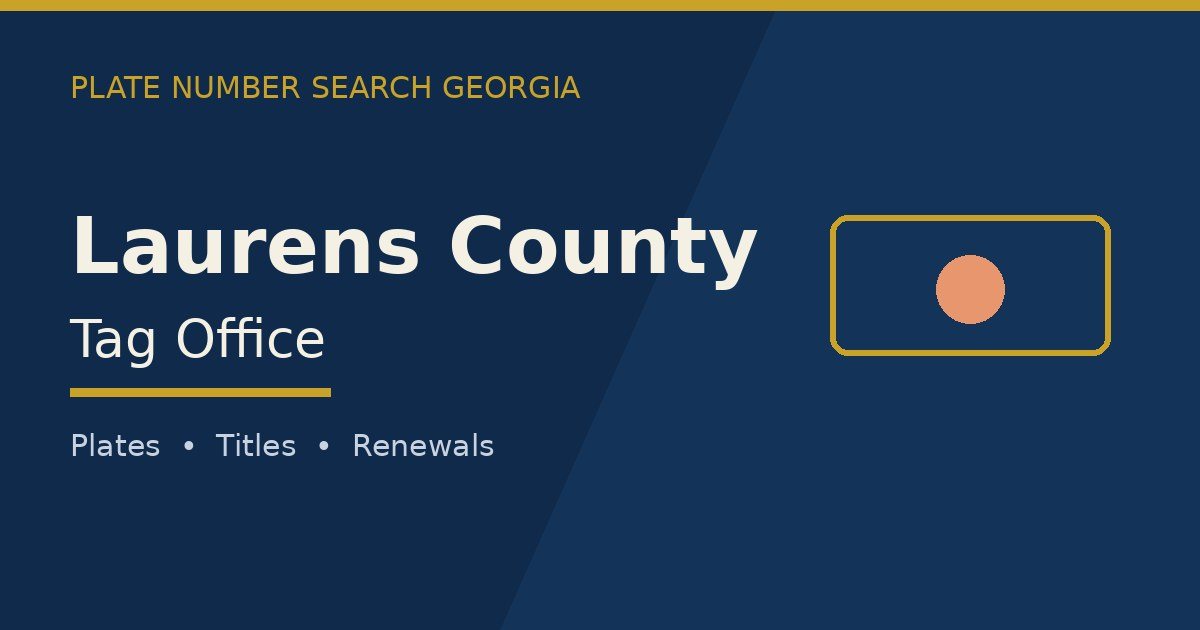 Laurens County tag office branded image with county name and Georgia plate motif