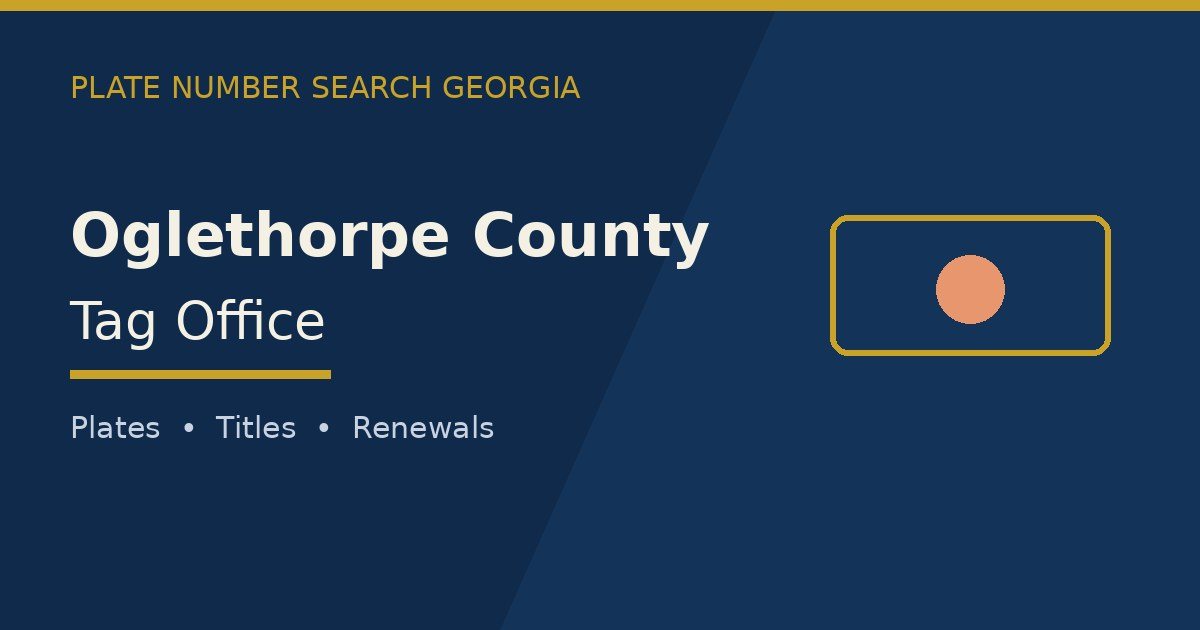 Oglethorpe County tag office branded image with county name and Georgia plate motif