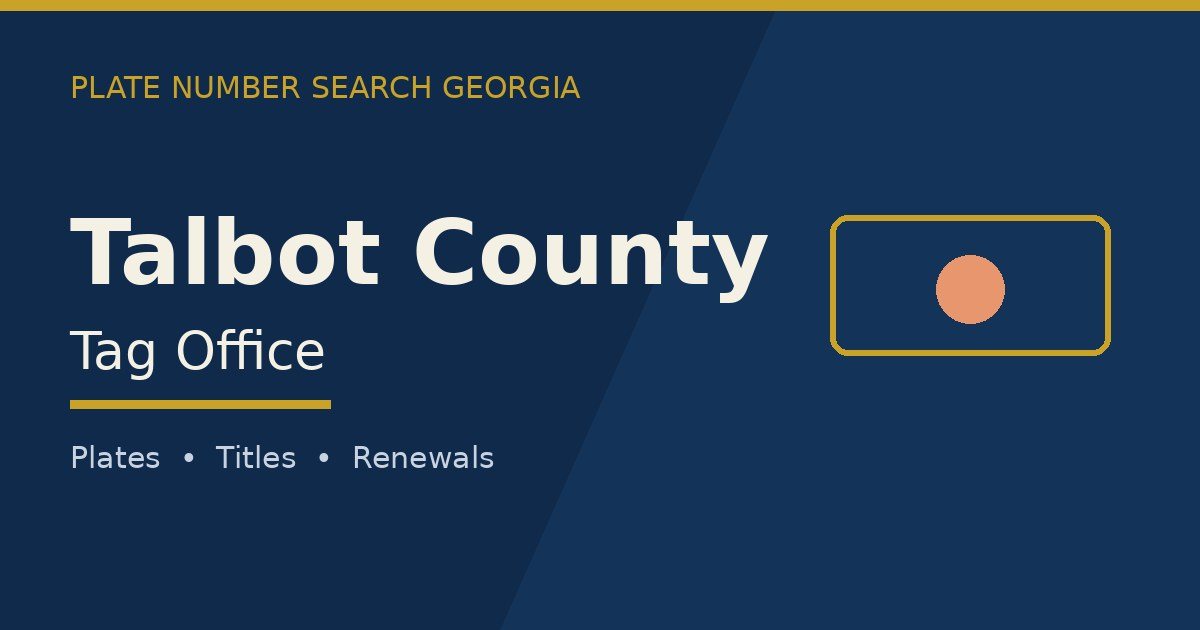 Talbot County tag office branded image with county name and Georgia plate motif