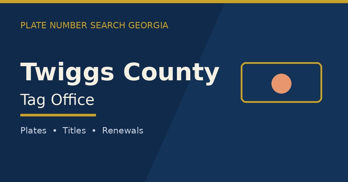 Twiggs County tag office branded image with county name and Georgia plate motif