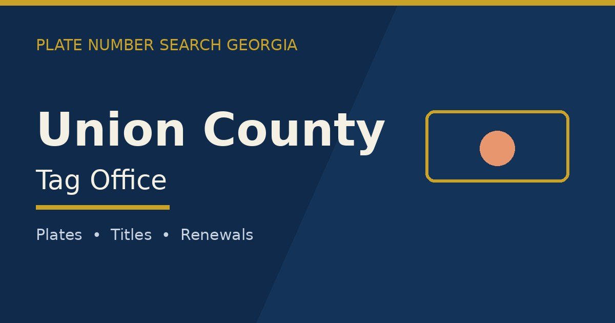 Union County tag office branded image with county name and Georgia plate motif