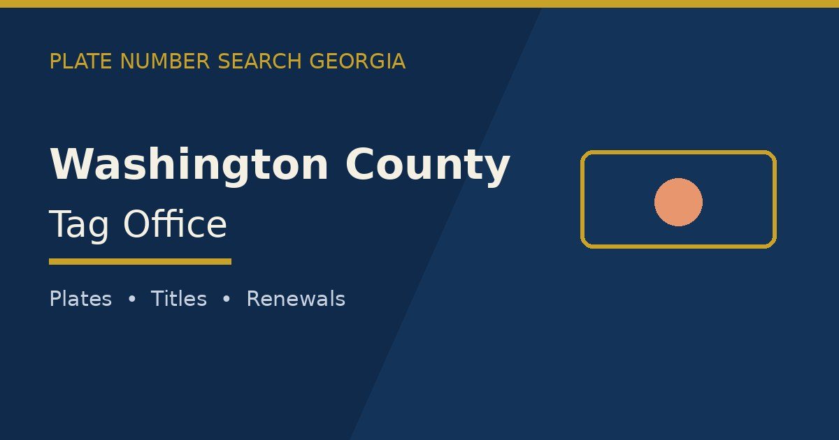 Washington County tag office branded image with county name and Georgia plate motif