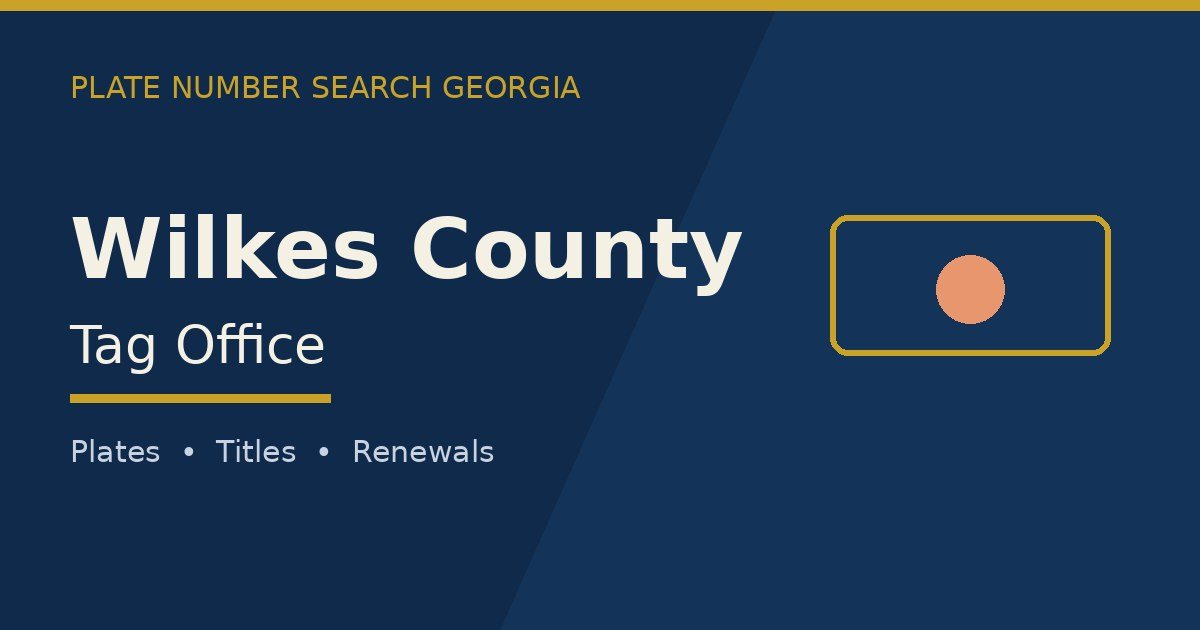 Wilkes County tag office branded image with county name and Georgia plate motif