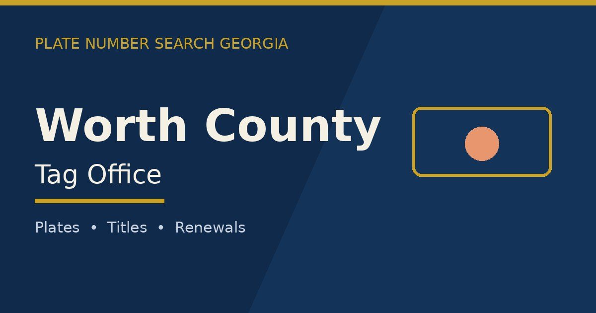 Worth County tag office branded image with county name and Georgia plate motif